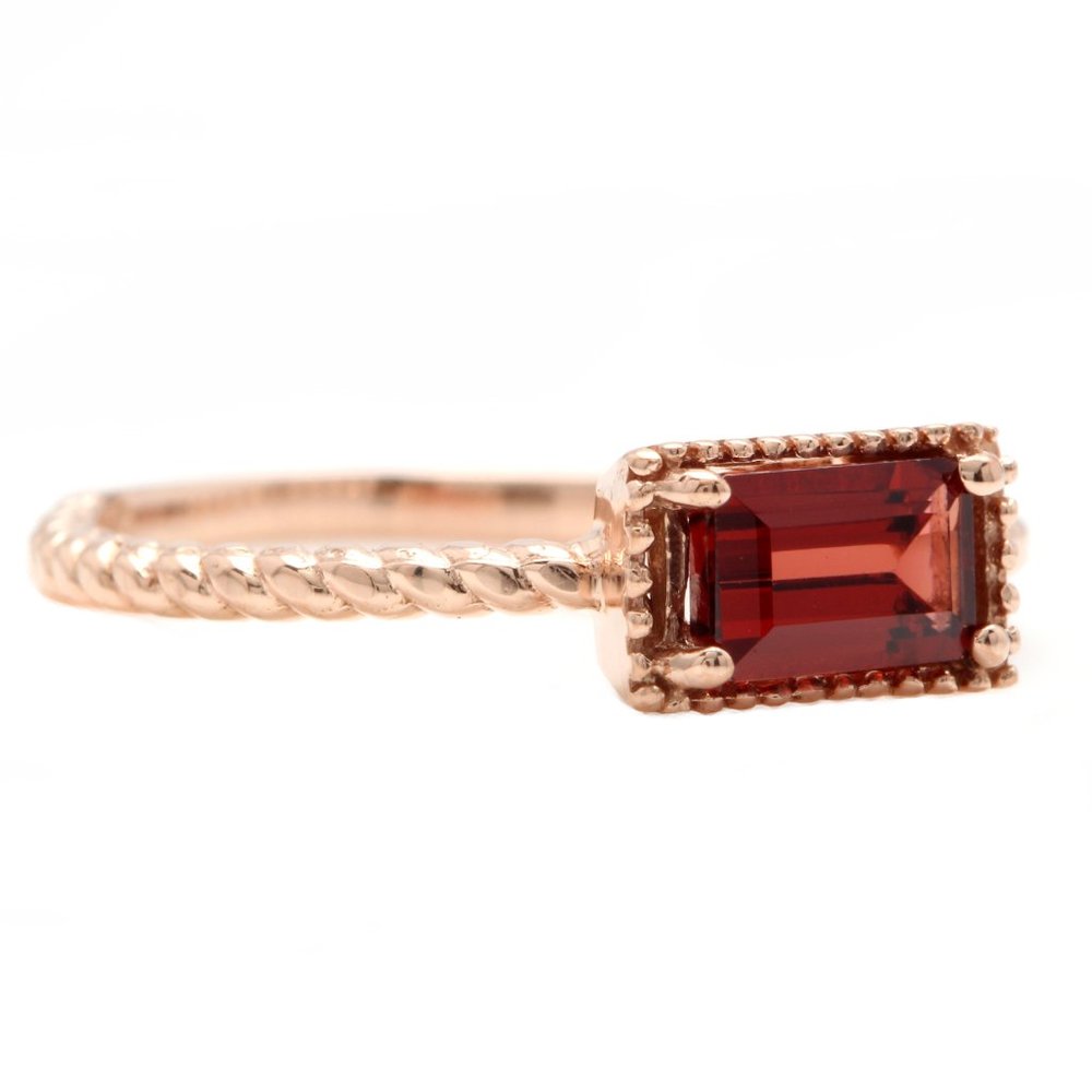 Exquisite Natural Garnet 14k Solid Rose Gold Ring - image 2